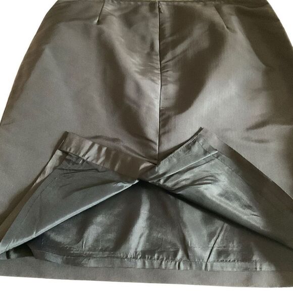 Teri John Skirt Midi A-Line Silk Black Back Zipper Clasp Closure Women Size 16 - Picture 7 of 9